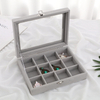 Creative Simple Portable Solid Color Single Layer Velvet Multi Grid Large Capacity Jewelry Ring Earrings Necklace Storage Box with Window