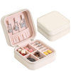Creative Simple Small Single Layer PU Leather Portable Stud Earrings Ring Jewelry Storage Box Zipper Closure
