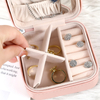 Custom Small Travel Simple Portable Zipper Flip Ring Necklace Earrings Jewelry Storage Box Flannel Lining