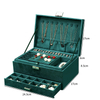 Three Layer Large Capacity Velvet Stud Earrings Necklace Ring Bracelet Jewelry Storage Organizer Box with Lock