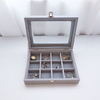 Simple Single Layer Velvet Jewelry Necklace Ring Earring Storage Display Box Wholesale with Glass Window and Divider