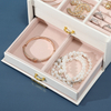 Luxury Girls Jewelry Ear Studs Ring Earrings Necklace Bracelet Multi-layer Organizer Storage Box with Drawer And Mirror