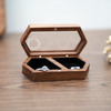 New Transparent Glass Window Black Walnut Wood Proposal Ceremony Wedding Ring Box Desktop Storage