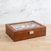 High Grade Square Black Gold Wooden Watch Jewelry Storage Display Box with Transparent Glass Window