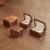Retro High-end Customized Proposal Ceremony Black Walnut Wedding Double Ring Jewelry Storage Box Wholesale