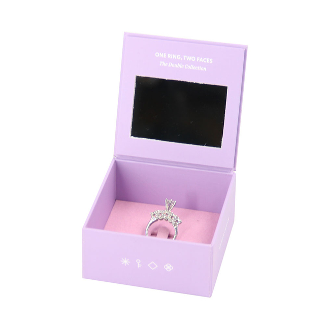 New Arrival Custom Logo Square Paper Magnetic Closure Ring Earring Necklace Jewelry Packaging Box with Mirror