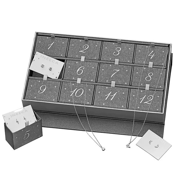 Countdown Jewelry Cosmetics Christmas Calendar Box Flip Magnetic Closure Cardboard Ring Storage Drawer Necklace Earring Gift Box