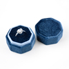 Wholesale Navy Blue Color Customize Octagon Velvet Suede Fabric Rings Boxes Personalised Jewelry Box For Ring Packaging