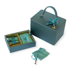Satin Portable Jewelry Gift Box Organizer Packaging Gilded Printed Logo Luxury Jewelry Box with Bag for Ring Necklace Bracelet