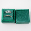 Elegant Square Shape Green Custom Clolor Velvet Fabric Double Rings Boxes Jewellery Wedding Gift Ring Display Packaging Box