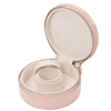 Portable Travel Round Shape Earrings Bracelet Storage Box Jewellery Case zipper Leather Mini Jewelry Box