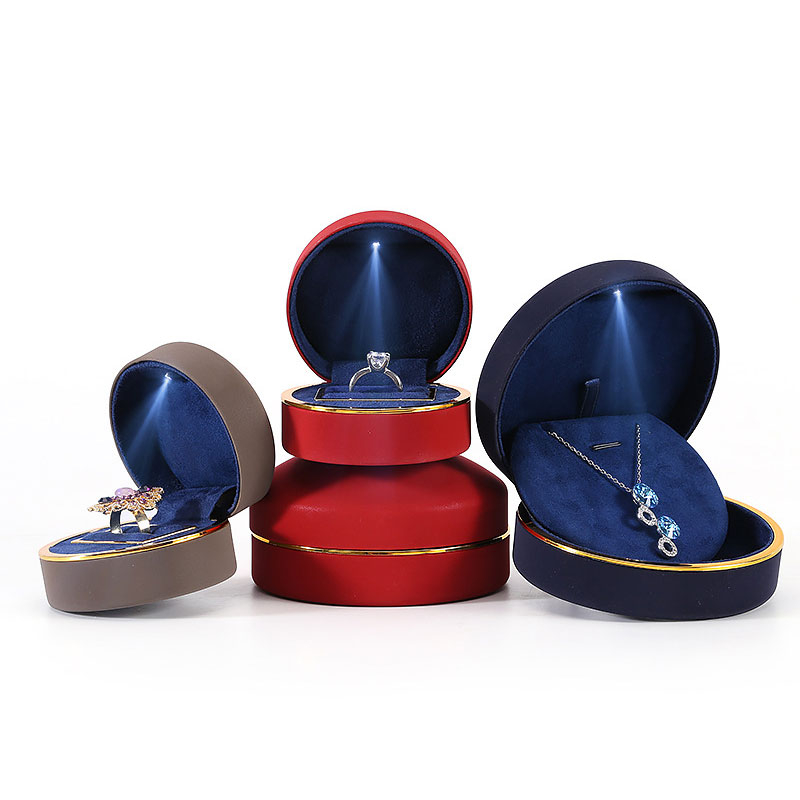 Jewelry packaging pu leather box luxury led ring velvet box jewelry necklace bracelet custom led light jewelry box