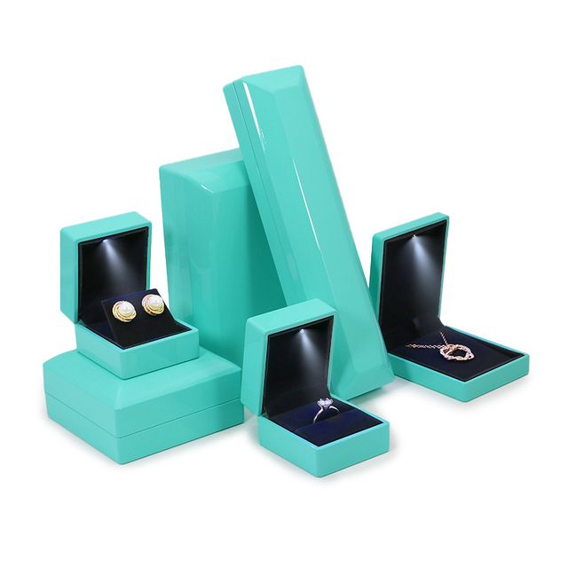 Custom led light jewelry packaging box for ring pendant plastic gift boxes