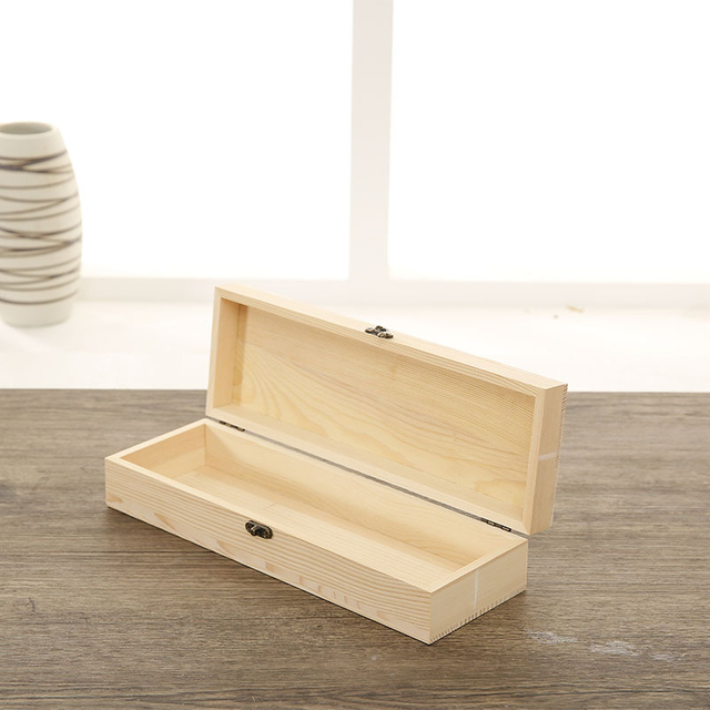 Custom rustic natural rectangle storage organizer pine solid wooden gift necklace jewelry box