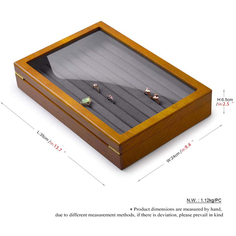 Glass window storage box custom design logo for jewelry box luxury portable matte varnish Wood gift boxes