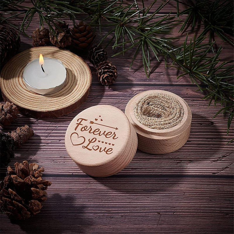 Custom Round Rustic Wedding Engagement Ring Boxes Rings Holder craft jewelry wooden box