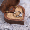 Heart Shaped Walnut Wood Ring Box Magnetic Proposal Ring Box for Engagement Wedding Ceremony Birthday Gift