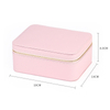Small Elegant Pink zipper Leather Travel Jewelry Box Holder With Storage jewelry box travel