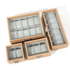 Luxury wooden watch organizer storagebox custom logo luxury watch gift packaging box with pillow insert and clear window
