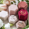 Gorgeous Vintage Hexagon Premium Velvet Jewelry Double Ring Gift Packaging Box with Detachable Lid For Wedding