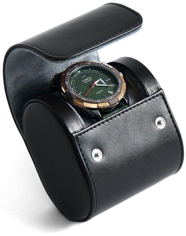 Factory Custom Logo Genuine Leather 1 Slot Wrist Watch Carry Case Watch Travel Storage Packaging Box 