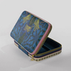 Blue Palms Print Leather Travel Jewelry Gift Box