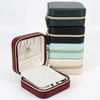Simple Creative Small Portable PU Leather Stud Earrings Ring Jewelry Storage Box Wholesale With Zipper Closure