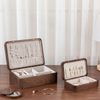 Vintage Large Capacity Household Partition Wooden Earrings Necklace Ring Jewelry Storage Box with Velvet Lining