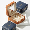 Luxury Portable Travel Jewelry Box with Mirror Custom Small Jewelry Travel Box Leather Collection Zipper Jewelry Travel Box