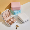 Creative Simple Portable PU Leather Jewelry Earrings Storage Box Stud Earrings Ring Small Jewelry Box