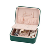 Custom Simple Square Green PU Leather Ring Necklace Earring Bracelet Jewelry Storage Box with Zipper Wholesale
