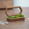 New Transparent Glass Window Black Walnut Wood Proposal Ceremony Wedding Ring Box Desktop Storage