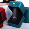 Custom Logo Small LED Light PU Leather Ring Necklace Pendant Jewelry Storage Packaging Box Wholesale