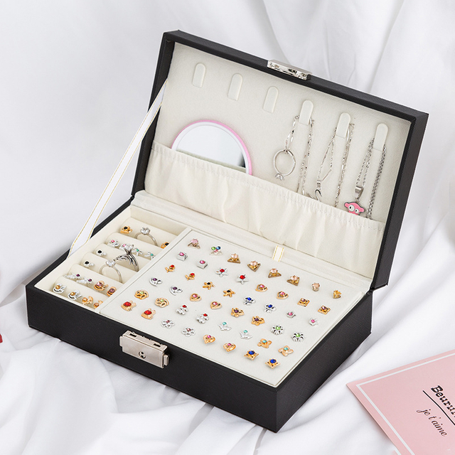 High Grade Portable PU Leather Multi-functional Travel Earrings Ring Necklace Bracelet Organizer Storage Box Wholesale