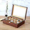 High Grade Square Black Gold Wooden Watch Jewelry Storage Display Box with Transparent Glass Window