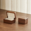 Retro High-end Customized Proposal Ceremony Black Walnut Wedding Double Ring Jewelry Storage Box Wholesale