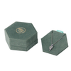 Luxury Custom Logo Velvet Hexagon Shape Ring Earring Necklace Jewelry Packaging Box with Foam Insert