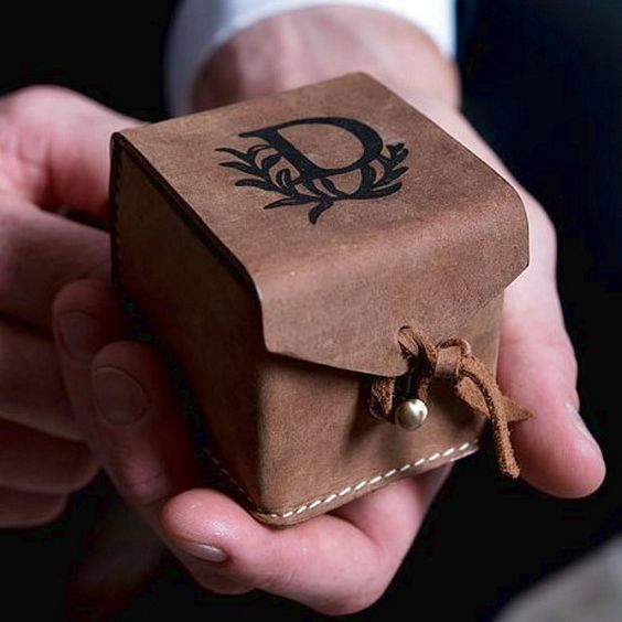 Cowboy Wedding Themes Leather Engagement Ring Box Closure Rope Strap Boxes for Velvet Earrings Necklace Jewelry Box Organizer