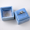Elegant Little Square Light Blue Navy Color Velvet Ring Boxes Blue Jewelry Wedding Proposal Gift Ring Display Packaging Box