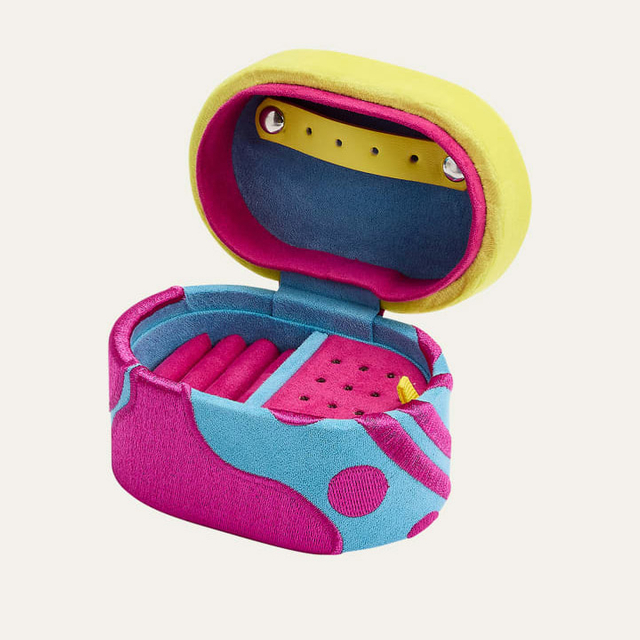 Brightly Colored Oval Velvet Jewelry Case Luxury Earrings Ring Box Double Layer Leather Trim Embroidery Jewelry Box