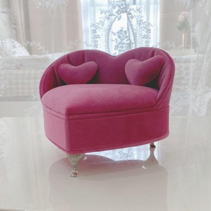 Heart Shaped Sofa Earring Ring Jewellery Organiser Valentine's Day Gift Portable Velvet Luxury Bracelet Necklace Sofa Jewelry Box
