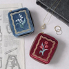 Hand Square Embroidered Jewelry Ring Necklace Bracelet Mini Storage Box Bag Blue Velvet Jewelry Box Set Packaging