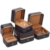 Gold edge pu leather jewelry ring gift box wedding necklace storage box watch jewelry packaging box with velvet foam insert