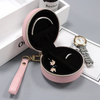 PU Leather Round Shape Stitching with Zipper Close Watch Package Mini Travel Box