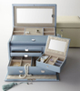 Custom Portable Magnetic Closure Leather Jewelry Packaging Box Organizer Travel Jewelry Case Jwellary Storage Box with Mirror