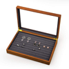 Glass window storage box custom design logo for jewelry box luxury portable matte varnish Wood gift boxes