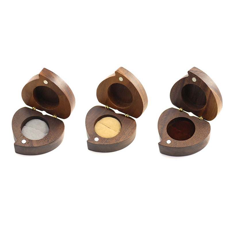 Jewelry Wooden Ring box Organizer Display Storage Jewelers Lover Heart Box Walnut packaging box