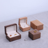 Vintage Wooden Wedding Ring Proposal Diamond Jewelry Gift Packaging Box Double Ring Storage Box