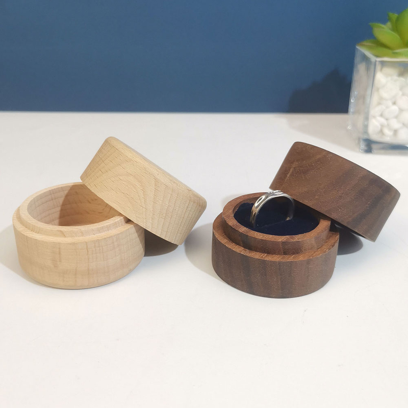 Custom luxury wooden Jewelry ring packing boxes wood jewelry gift storage round case box