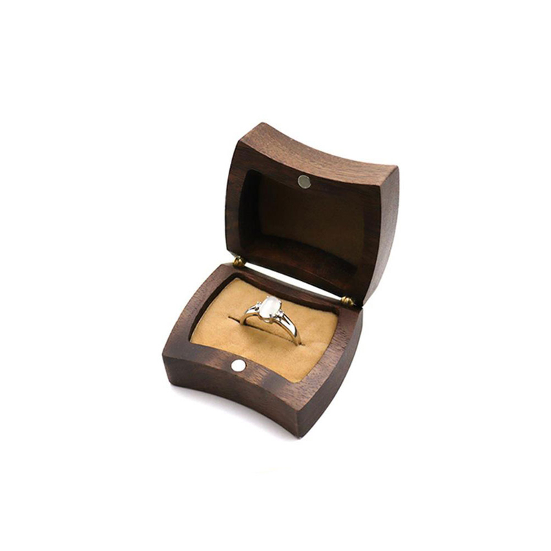 Square Black Walnut Ring Box Jewelry Box Creative Wooden Ring Box Jewelry Wood Storage Box Flannel Lining Gift box